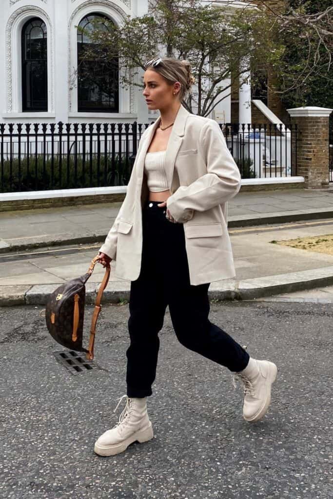 beige-blazer-outfits-10-683x1024-1 Cream Blazer with Crop Top and Wide-Leg Pants