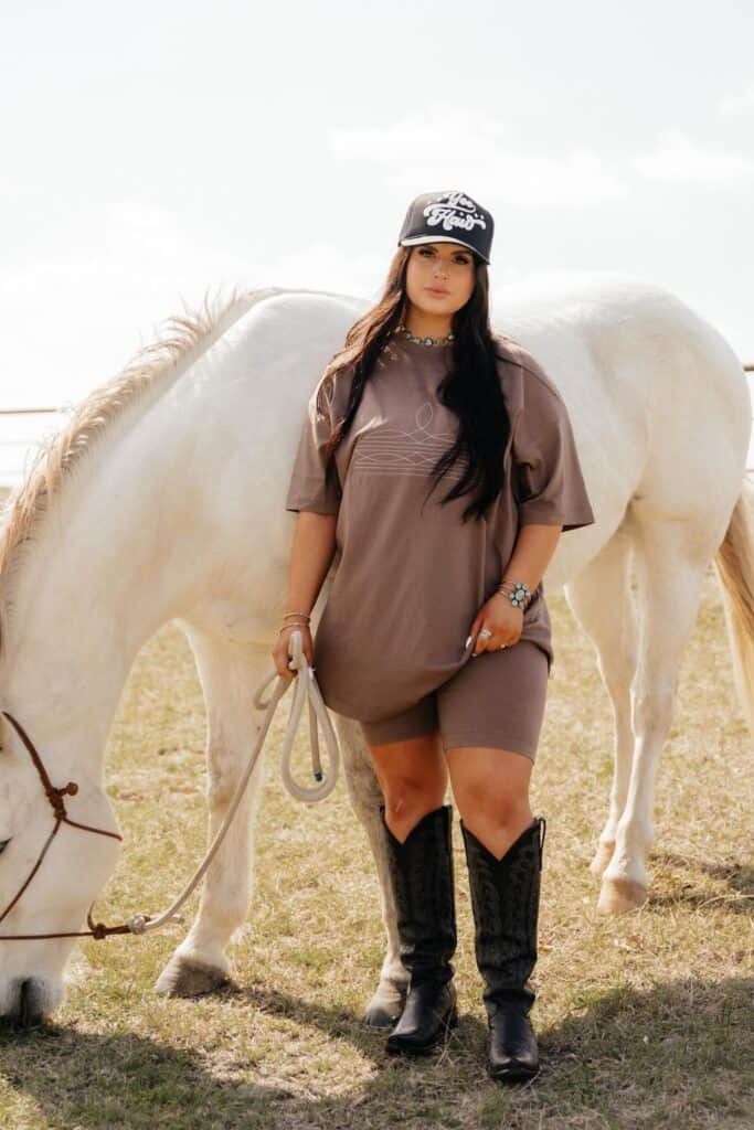 Oversized Tee and Cowboy Boots