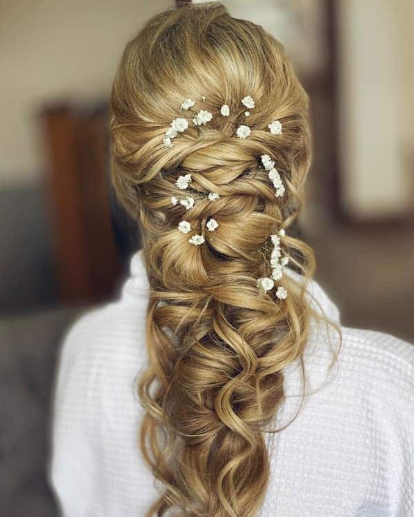 Bridal French Twist with Flowery Pins