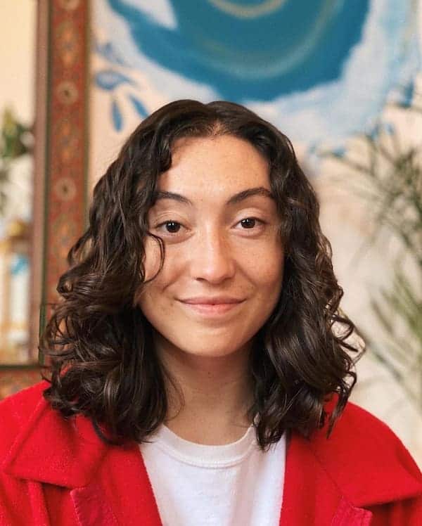 Center-parted Wavy Haircut
