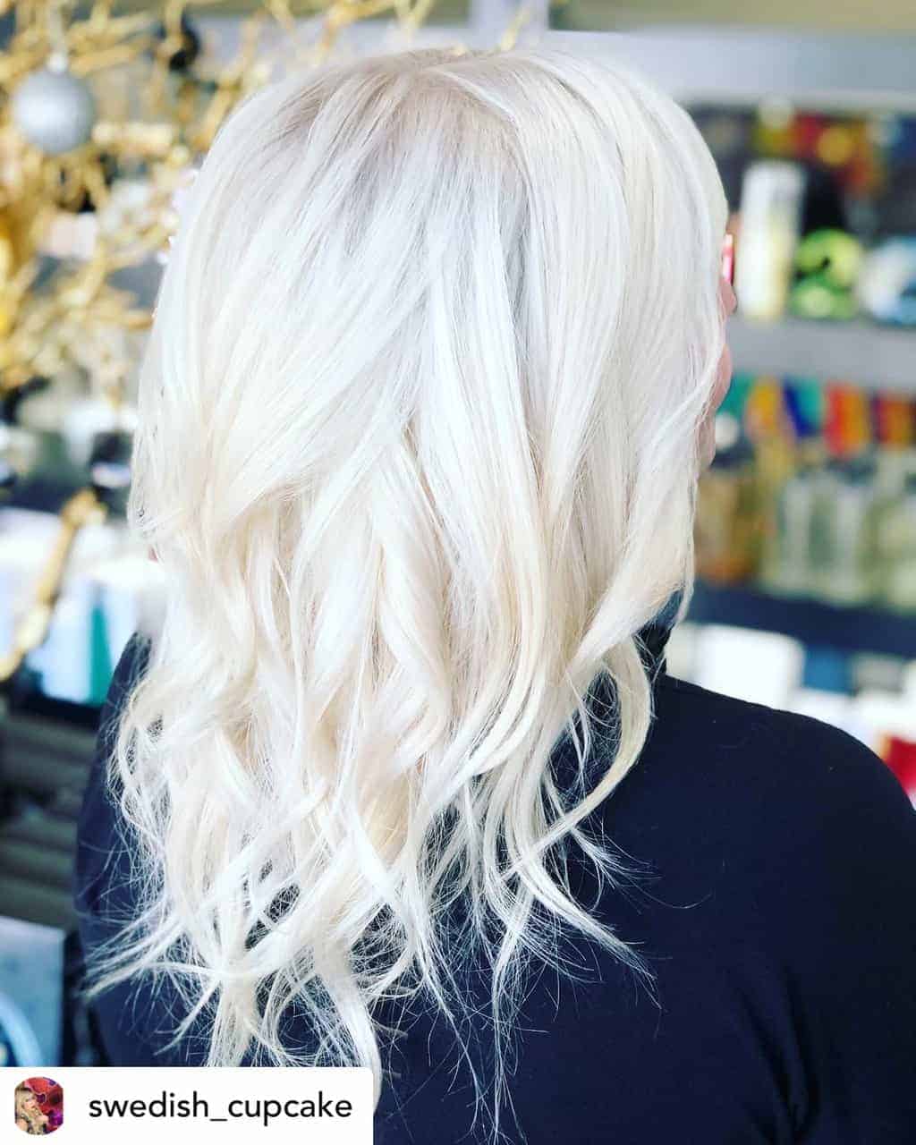 Icy platinum blonde is perfect for Christmas!