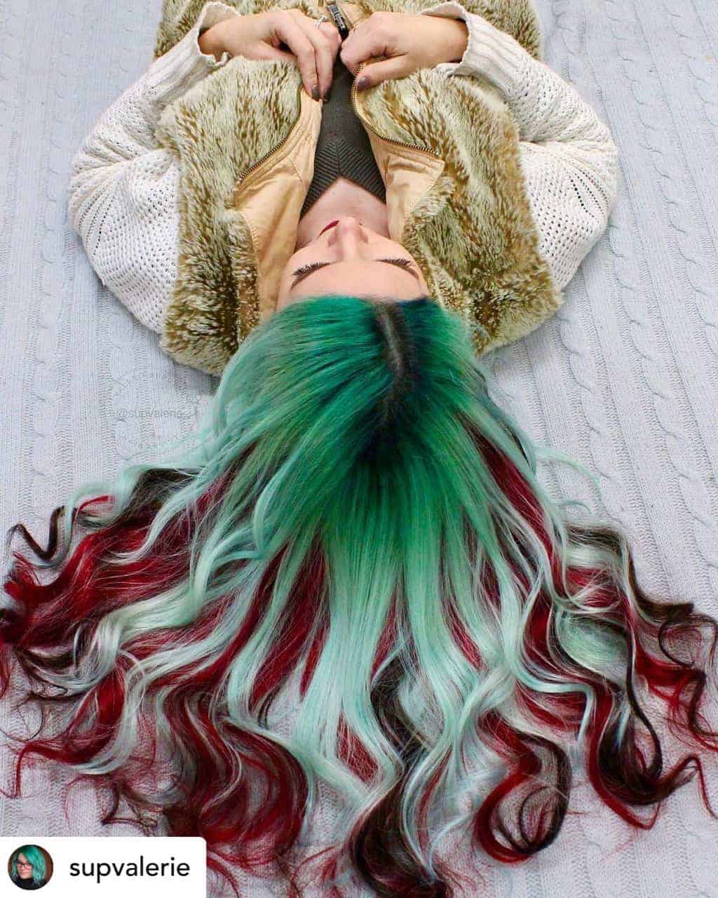Red and green hair is perfect for Christmas!