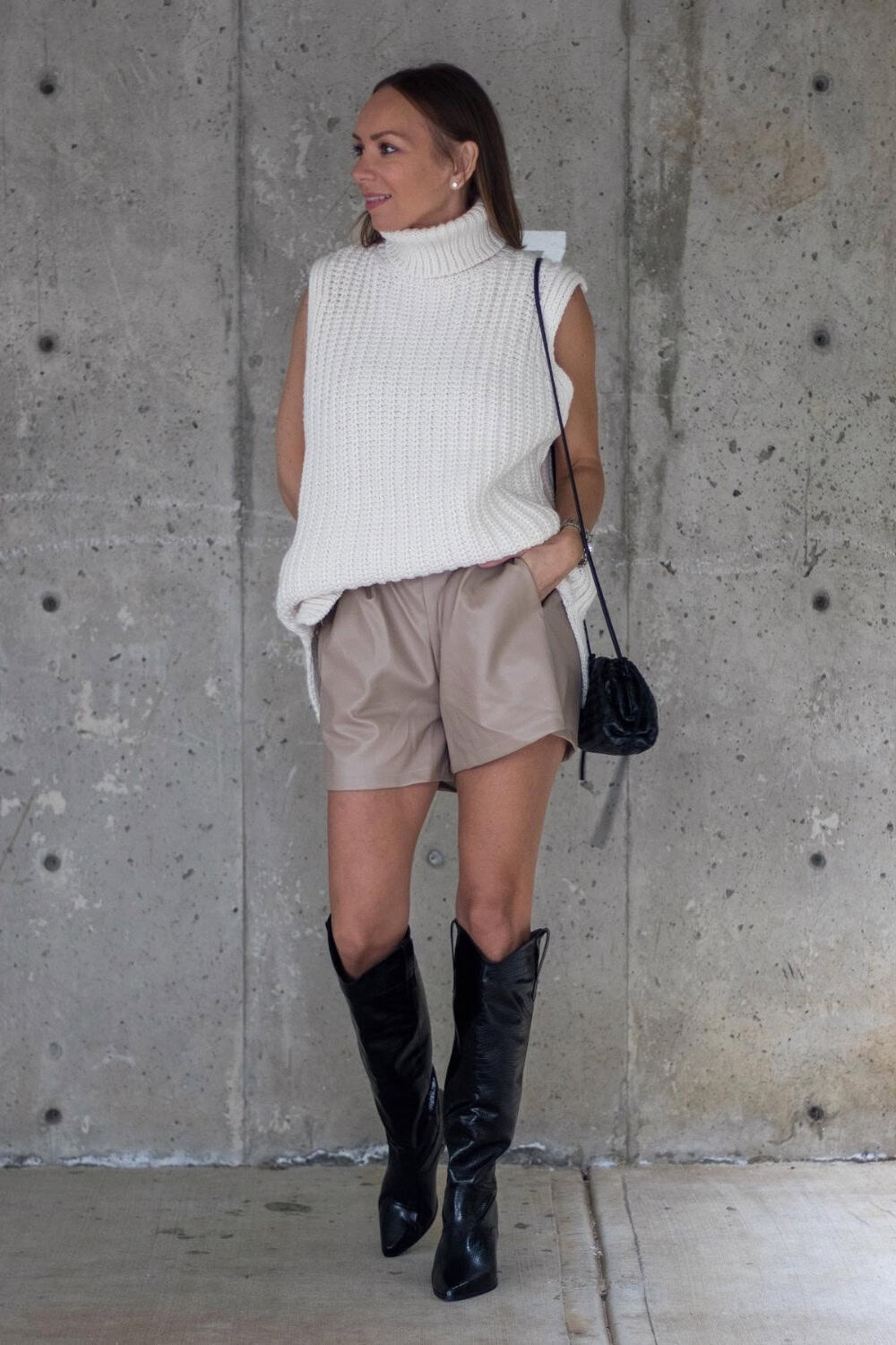 Sleeveless Turtleneck and Shorts