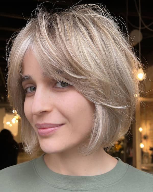 cute-short-bob-with-curtain-bangs Cute Short Bob with Curtain Bangs