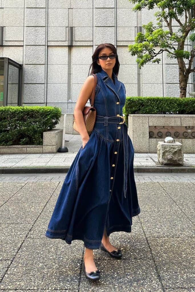 Tailored Dress with Ballet Flats