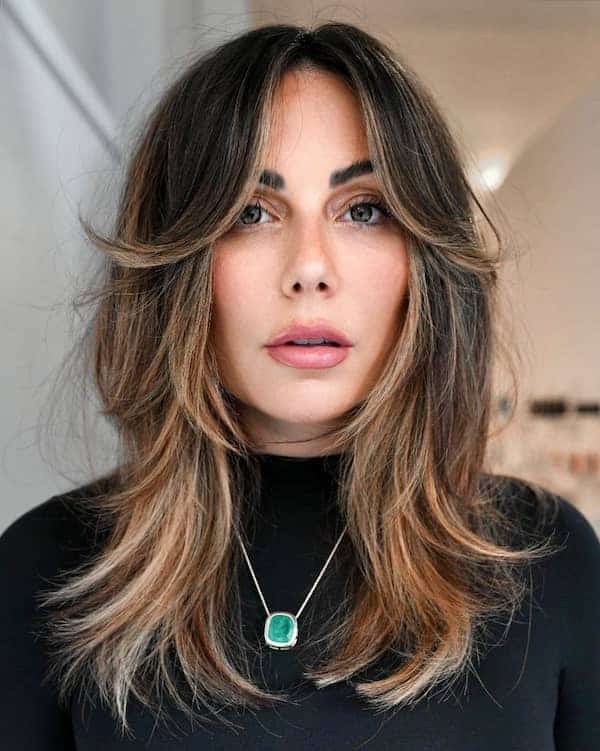 dimensional-brunette-overlapping-layered-shag-haircut Dimensional Brunette Overlapping Layered Shag Haircut