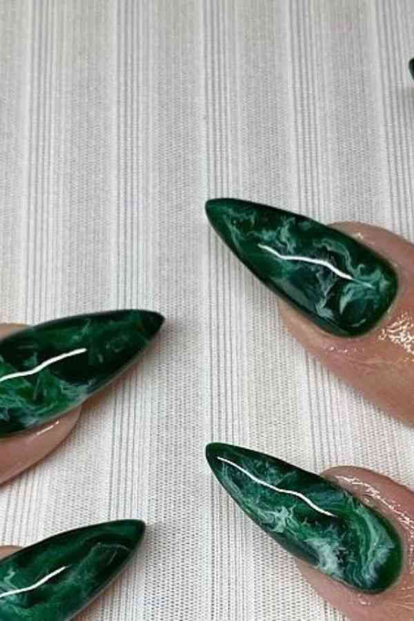 Emerald Marble Nails