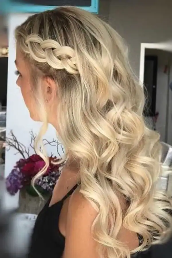 French Braid and Soft Curls