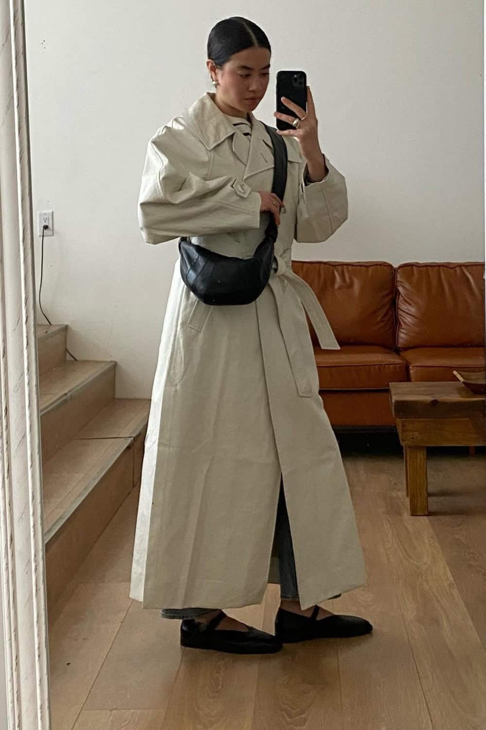 Light-Colored Ultra-Maxi Trench Coat Outfit