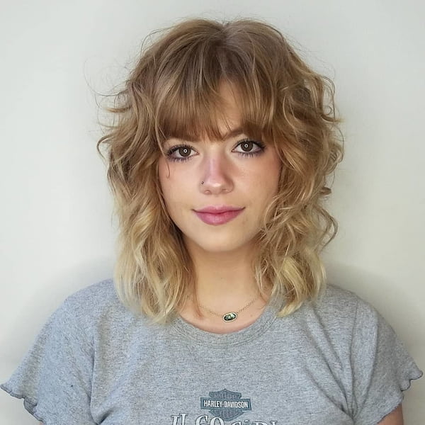 Mid-Length Shag Haircut and Bangs