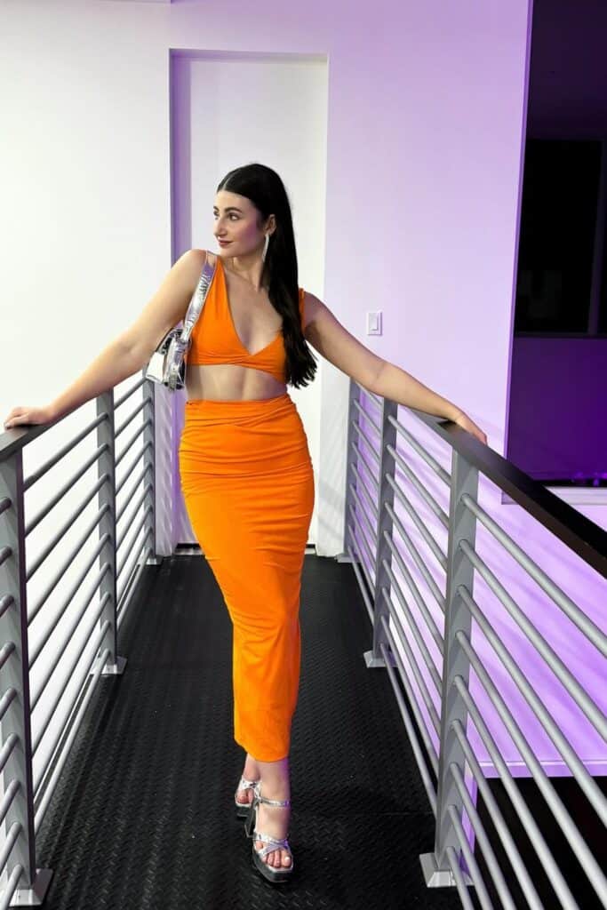 Orange Crop Top and Maxi Skirt