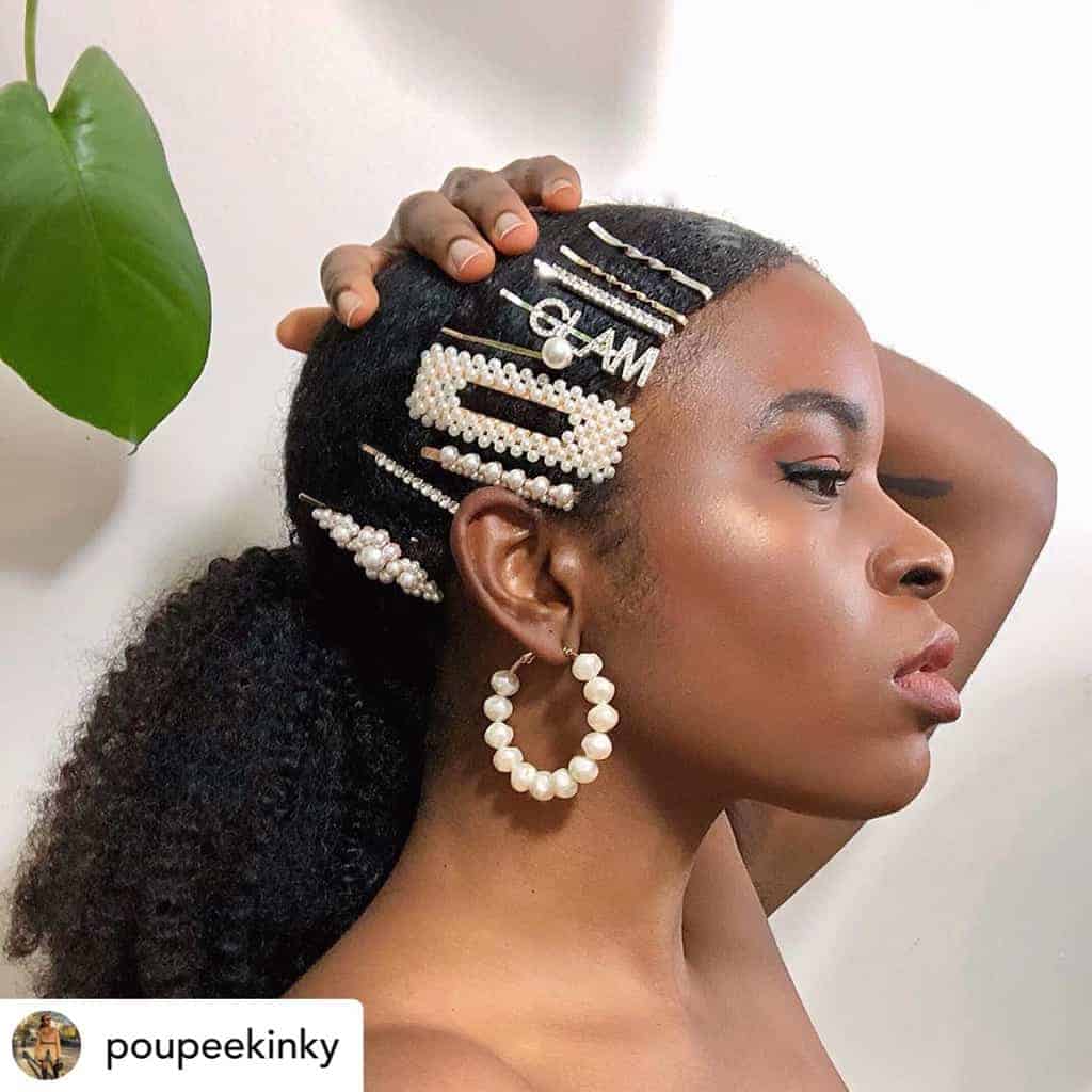 Pearl hair clips and blingy hair pins make the perfect hairstyle for New Years Eve!