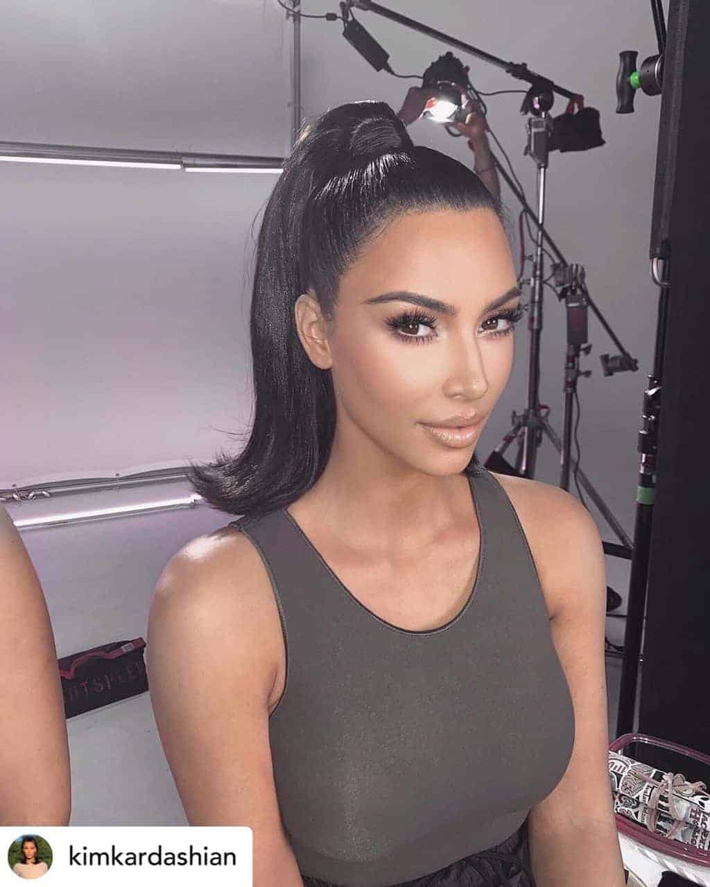 A flipped-out sleek ponytail (like Kim Kardashian's)is the perfect hairstyle for New Years Eve!