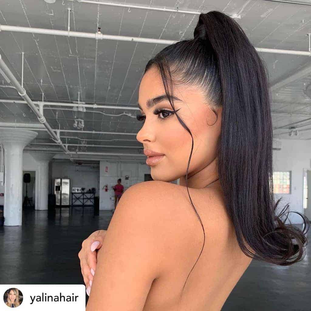 A flipped-out sleek ponytail is the perfect hairstyle for New Years Eve!