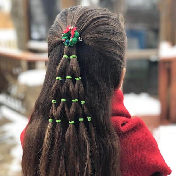 Ponytail with Elastics and Half Down