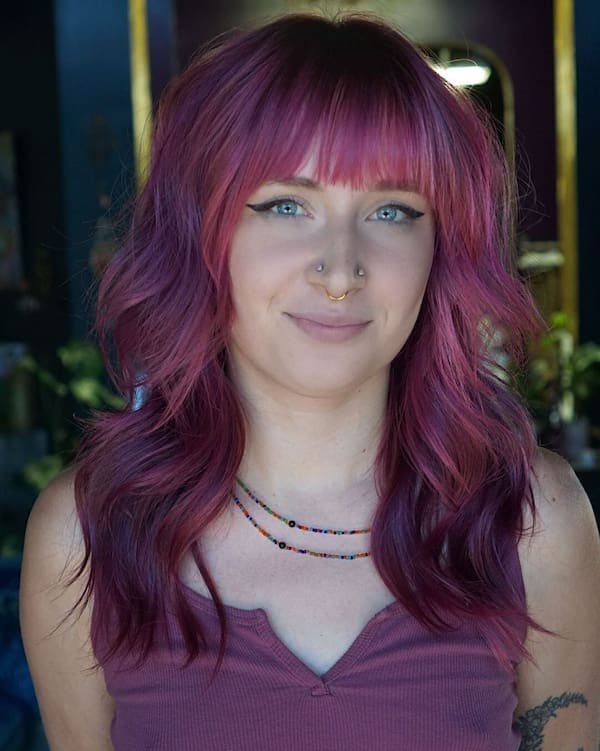 pretty-purple-shag-haircut-with-fringe Pretty Purple Shag Haircut with Fringe