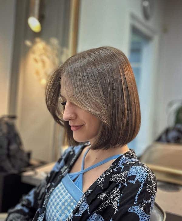 short-bob-with-curtain-bangs Short Bob with Curtain Bangs