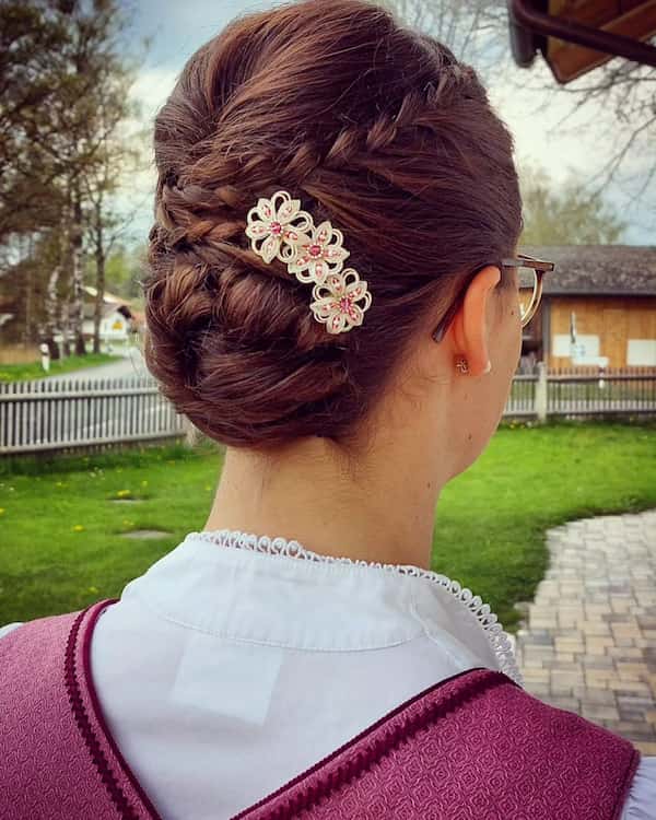 side-braid-and-knitted-bun-combo Side Braid and Knitted Bun Combo