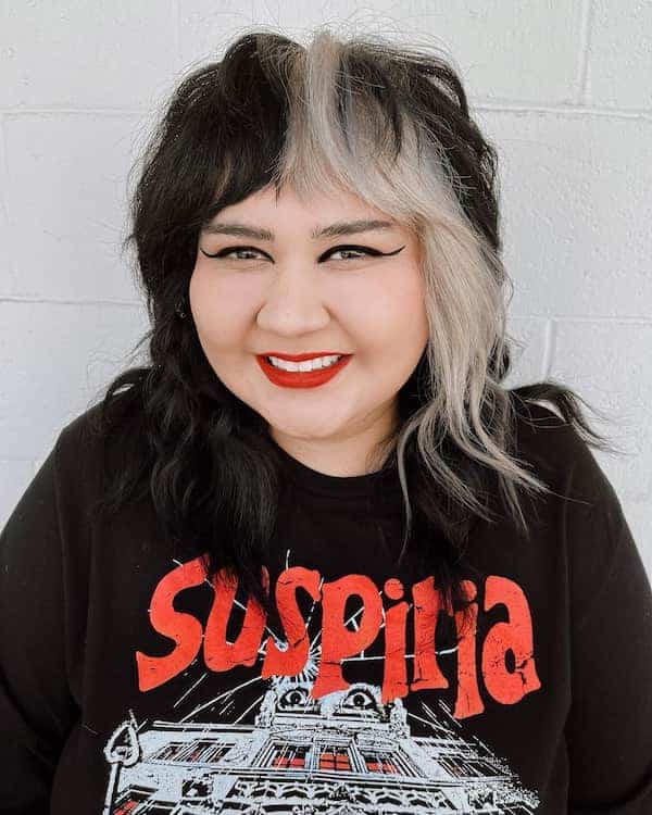 spooky-black-and-blonde-shag-haircut-with-dhag Spooky Black and Blonde Shag Haircut with Dhag
