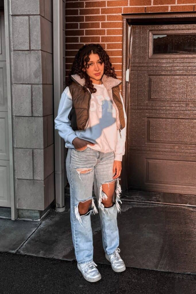 Sweatshirt Under Puffer Vest