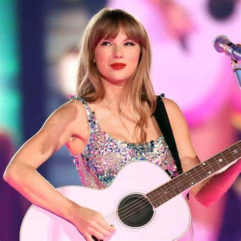 Taylor Swift performing at the Eras tour in 2023