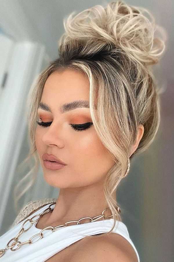 Textured Lob with Messy Bun