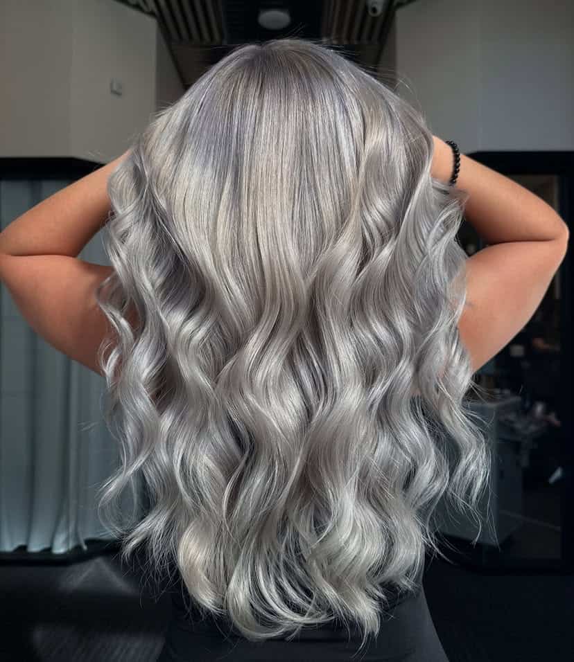 winter-hair-colors-1 Woman with gorgeous silver hair color for winter.