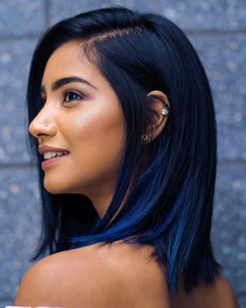 winter-hair-colors-4 Woman with gorgeous blue black hair color for winter.
