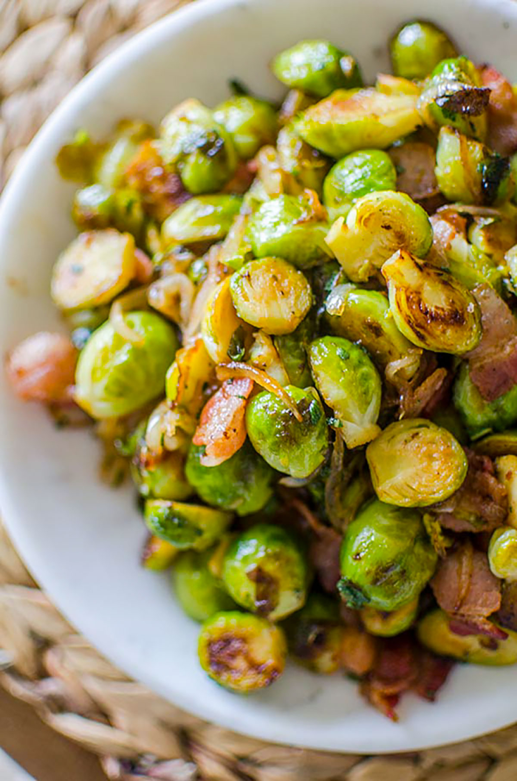 Brussels Sprouts with Bacon and Caramelized Onions