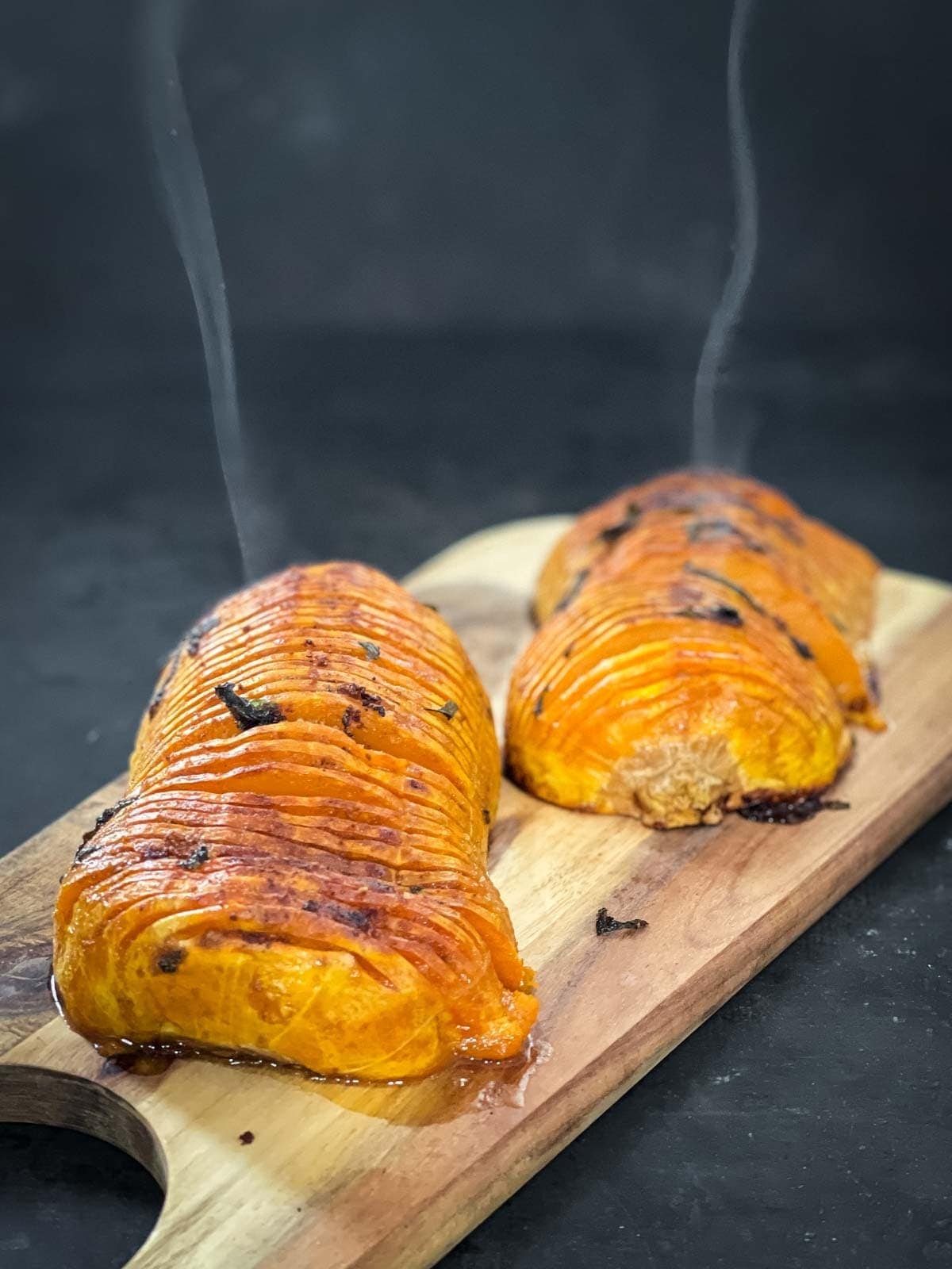 Hasselback Butternut Squash in Garlic Butter